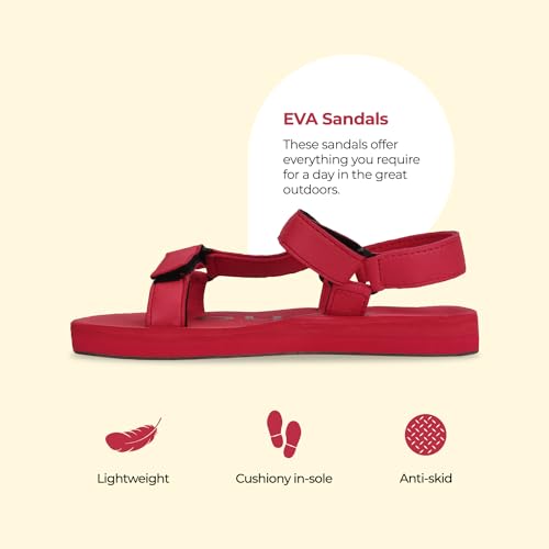 Image of YOHO EVA Sandals for Women | EVA sole | Comfortable cushioned sole with TPR base | Lightweight | Soft skin friendly straps | Adjustable straps | Velcro closure | Vibrant colour options
