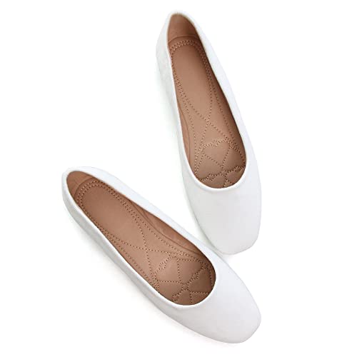 Image of ChaiRong Zhou Women Square Toe Ballets Flats Comfort Slip On Walking Shoes for Driving