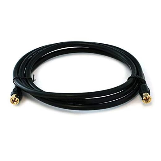 Monoprice RG6 Quad Shield CL2 Coaxial Cable with F Type Connector - 18AWG, 75 Ohm, 6 Feet, Black