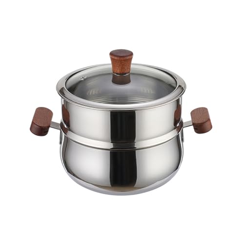 スープ作りと家族の食事のためにセットされた蒸し工具のステンレス鋼の蒸し器の蒸しツール付きのノンスティックボトムストックポット