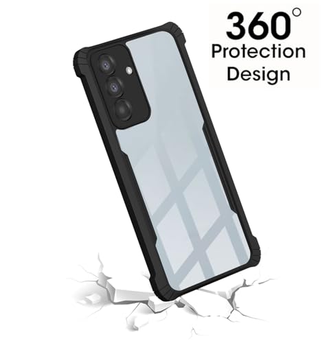 Image of Polycarbonate Crystal Clear Back Cover Case for Samsung Galaxy A57 5G | 360 Degree Protection | Shock Proof Design | Transparent Back Cover for Samsung Galaxy A57 5G - Black Bumper