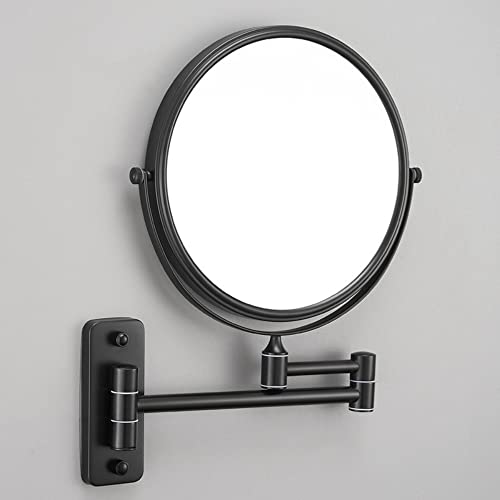Naścienne lusterko do makijażu, dwustronne, 3-krotne powiększenie, regulowana wysokość, 20 cm, wysuwane do łazienki, złota okrągła podstawa