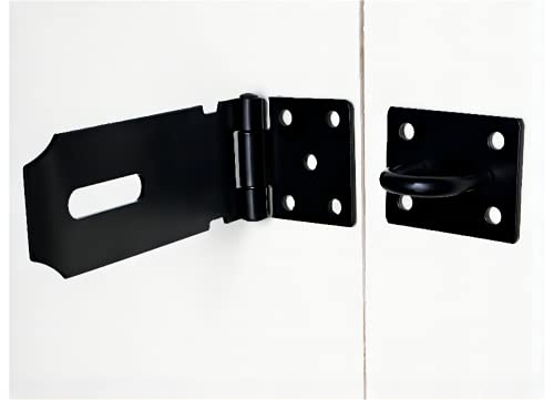 Rozekean Door Hasp Latch 5 Inch Clasp Gate Lock Latch Stainless Steel Door Bolt Latch,Black Matte Finish #TOP5