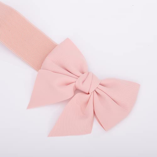 Wiwpar Women Sexy Statement Bow Knot Wide Elastic Waist Belt Adorable Dress Accessory Women's Waist Belt Vintage Big Bow Knot Corset Waistband for Women Party Prom (Pink)4