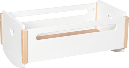 goki 51432 Berceau pour poupée en bois avec patins à bascule en forme de cœur, 52,2 x 30,3 x 22 cm, blanc & naturel, pour poupée