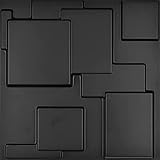 Art3d 32 Square Feet (Pack Of 12) Wall Panel Magic Square, Black