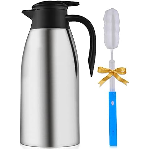 HOUSALE 2.4 Litre Food-Grade Stainless Steel Vacuum Jug, Double-Wall Vacuum Insulated Coffee Pot with Press Button Top, 12 Hour Heat Retention, Insulation Pot for Coffee, Tea Hot Drinks 84OZ Cover