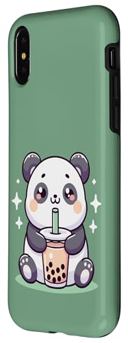 Hülle für iPhone X/XS Kawaii Pandas Bubble Tea Boba Panda