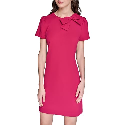 Image of Karl Lagerfeld Women's A-line Crew Neck Scuba Crepe Dress
