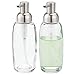 mDesign distributeur de savon rechargeable (lot de 2) – pousse mousse en verre et plastique – pompe à savon de 355 mL pour cuisine ou salle de bain – transparent/argenté mat