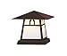 Arroyo Craftsman CC-8TAM-BK Carmel Column Mount with t-bar Overlay, 8", Satin Black Metal Finish, Almond Mica Glass