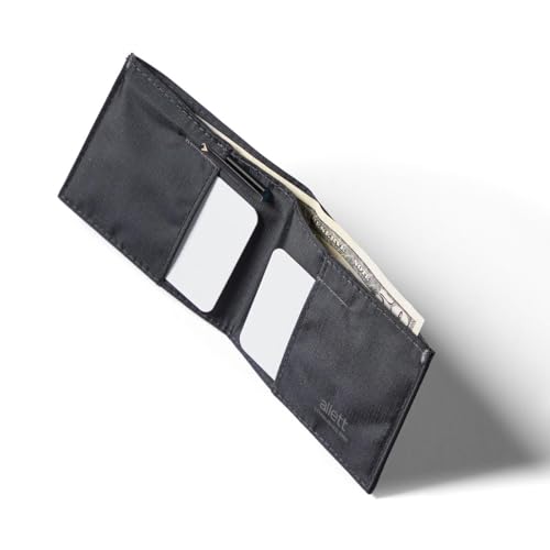 Allett Sport Wallet, Jet Black | Nylon, RFID Blocking, Bifold, Slim, Minimalistic, Front Pocket | Holds 2-10+ Cards | for Men & Women2