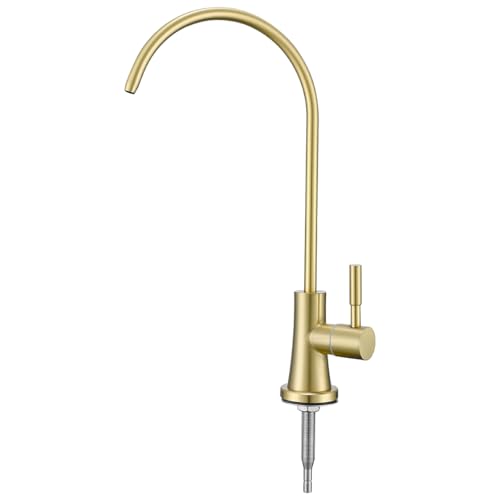 GULICA Drinking Water Tap, SUS304 Stainless Steel, No-Air Gap Reverse Osmosis Tap for Kitchen Bar Sink, Brushed Gold