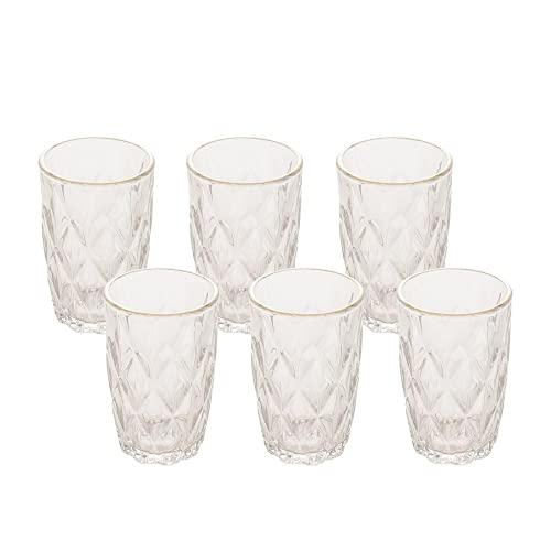 Conjunto 6 Copos Altos de Vidro com Fio de Ouro Diamond 350ml - Lyor