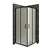 MOG Mampara de Ducha 85x85 cm altura: 180 cm con puertas correderas de esquina con perfiles negros 6mm Vidrio satinado de seguridad – DK79