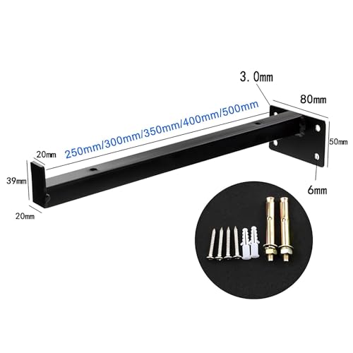 Support étagère murale 50cm lot de 2 équerre noire pour meuble