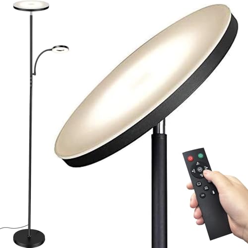 mukuxin Floor Lamp, Upgraded 42W 4200LM Super Bright LED Lamp Light for Living Room Bedroom Office with Reading Light, Dimmable Modern Standing Lamp with Remote & Touch Control mukuxin Floor Lamp, Upgraded 42W 4200LM Super Bright LED Lamp Light for Living Room Bedroom Office with Reading Light, Dimmable Modern Standing Lamp with Remote & Touch Control