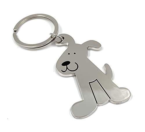 Onwomania Dog Sitting Flat Pet Porte-clés Porte-clés En Métal Argenté