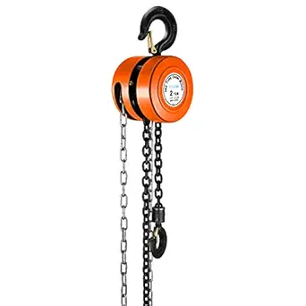 YULIZHE Hand Chain Hoist 1/2 Ton (1,100 Lbs) Manual Hand Lift Steel Chain Block Hoist Industrial Grade Steel Construction Building Garages Warehouse Automotive Machinery (2 Ton 10ft) Orange