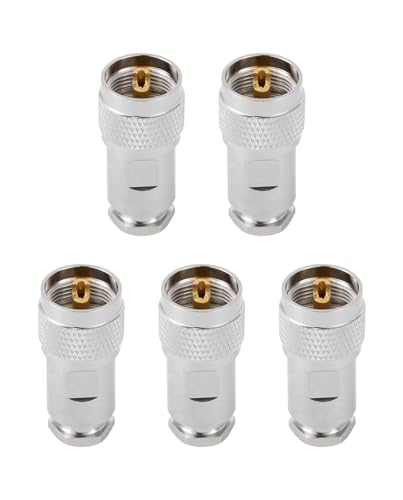 Vecys 5PCS PL-259 UHF Male Connectors 50 Ohm PL259 Male Plug Five-piece Set Crimp RF Coax Connector Adapter for RG-8 RG-213 VLMR-400 RG59 Low Loss Coax Cable - Image 2