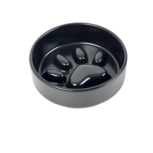 Vlwm 早食い防止ボウル スタンド付き 滑り止め 犬 食器 嘔吐防止 犬 ご飯台 首負担軽減 犬 餌入れ 陶器製 フードボウル 犬 大容量 陶器製早食い防止皿 ローズ 早食い防止 犬 えさ入れ 高さ傾斜 犬食器の台 小型犬 中型犬 大型犬 (マットブラッ
