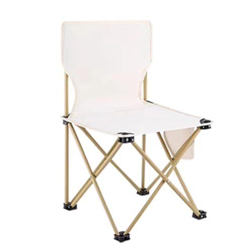 Bloepum Creamy White Small Outdoor Folding Chair, Camping Picnic Chair, Ultra-Light Portable Artist Sketching Chair