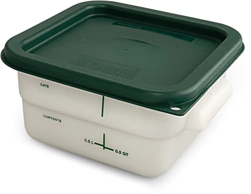 Image of Carlisle FoodService Products Squares Square Food Storage Container Lid with Stackable Design for Catering, Buffets, Restaurants, Proprietary Blend, 2 To 4 Quarts, Forest Green (Pack of 6)