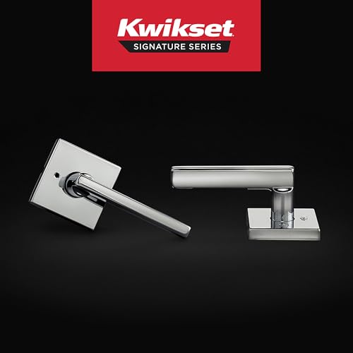 Image of Kwikset Halifax Interior Privacy Door Handle with Lock, Door Lever for Bathroom and Bedroom, Polished Chrome Reversible Keyless Push Button Lock Door Lever (Pack of 12)
