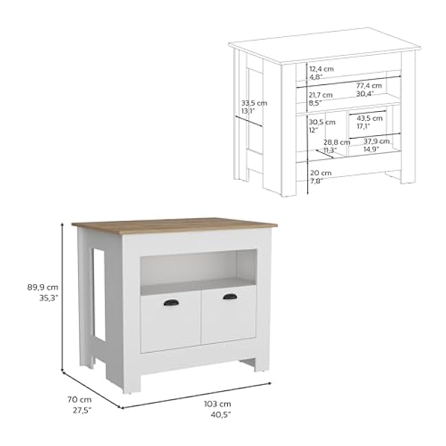 Kitchen Island 35 H, Whit 2 Doors, 3 Shelves-WGYW8ysn