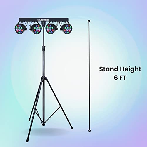 MUSYSIC LED Light Show Kit–, 4 Par Powerhouse GigBar for Parties-Lighting Package with Light Stand-LED Bar & Party Shining, Floor Stand, Concerts & Stage- | DJ Lighting and Spotlight-MU-L31G