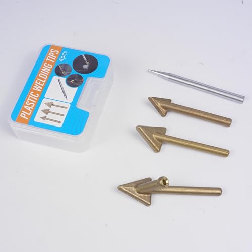 MERWOF 4PCS Plastic Welding Replacement Tips, Soldering Iron Gun Tips, Triangular Copper Head Welder Accessories for Car Bumper Repair