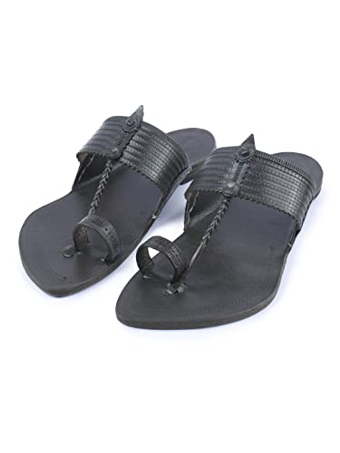 Image of KORAKARI Walkover Brown Kolhapuri Chappal Stylish Durable Smooth and Comfortable Flip Flops Anti Slip Designed Slippers Handmade Traditional Footwear