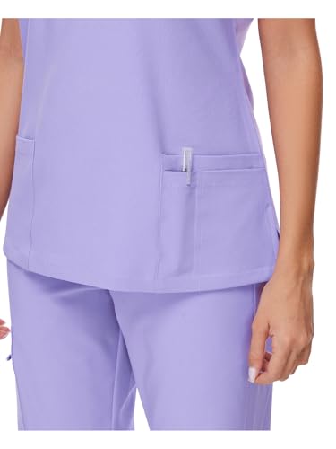 Scrubs Tops for Woman - Soft Stretch, V-Neck Tops, Light Purple, M - image 2