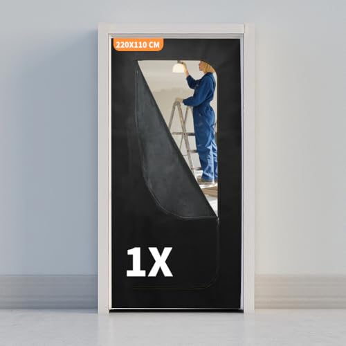 DUJUIKE Porte Anti-Poussière Protection,Fermeture éclair Double Face,Housse non Tissée en Polypropylène de Qualité Supérieure, pour la Rénovation et la Transformation des Bâtiments(1 pièce, 110x220cm)