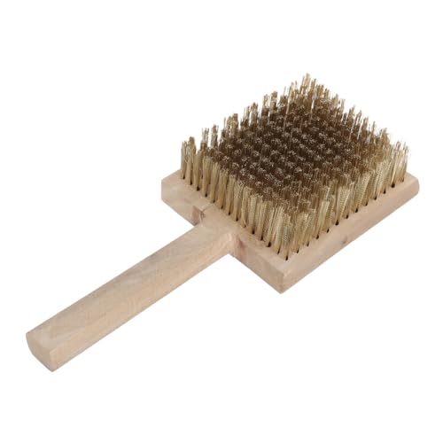 Brosse de nettoyage pour dalles de jardin en cuivre et bois pour allées impeccables