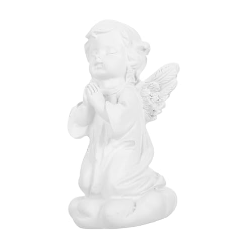 DOITOOL Figura de Resina Ángel Niña Decorativa Blanca Vintage Adorno Artesanal para Hogar y Oficina Estatua de Ángel Orante Posición de Rodillas para Colección y Decoración de Escritorio