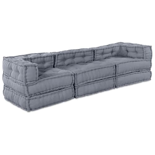 Sofá modular de tela gris de 3 piezas para pisos con poco espacio 3