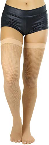 Image of ToBeInStyle Women's Fine Classic Fishnet Thigh High Stretch Nylon Novelty Stockings
