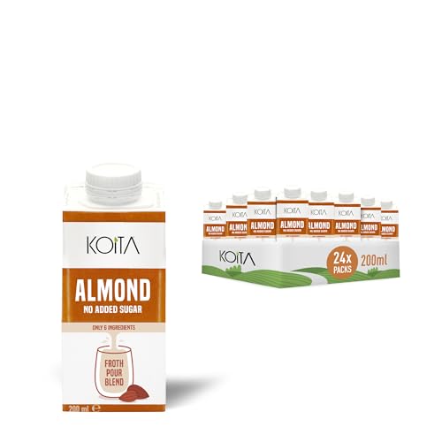 Koita Organic Almond Milk (200ml, 24-Pack) - Plant-Based, Vegan, Non GMO, Shelf Stable, Nut Milk, Made in Italy, EU Certified Organic