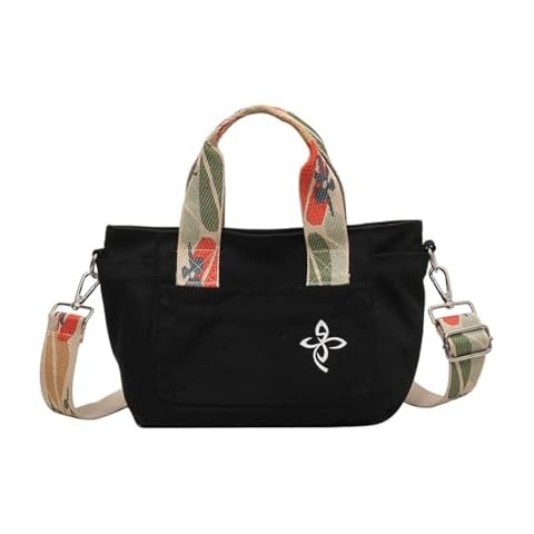 UICIOP Women's Canvas Bag Women's Leisure Commuter Canvas Tote Bag Women's Leisure Handheld One Shoulder Crossbody Bag (Black,One Size) Cover