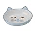 Petrageous Stoneware Pet Bowls Here Kitty, 5-1/2-Inch Oval, 5.3-Ounce, Blue