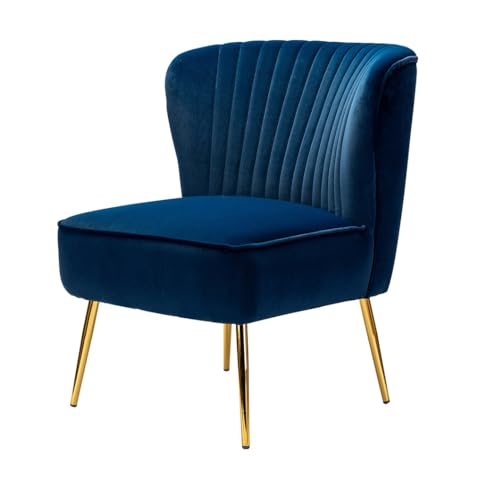 Image of Lakdi The Furniture Co Living Room Accent Lounge Chair with Velvet Upholstery & MS Metal Legs with Golden Powder Coating | Modern Arm Chair | 5 Years Warranty | Free Assembly