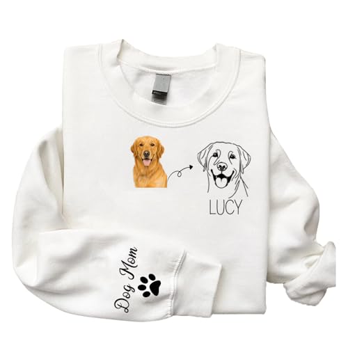 Personalized Dog Mom Sweatshirt, Custom Pet Portrait Sweater with Dog Name, Unique Pet Lover Gifts for Women, Customized Gift, Personalized Pet Name Sweater 1