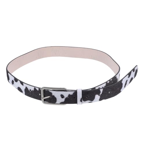 KOMBIUDA Cinturón Ajustable de Pu Estampado de Vaca en Tonos Claros y Oscuros, Cinturón de Mujer para Cintura, Faja de Imitación Pelo de Caballo, Moda Casual para Vestidos y Pantalones,