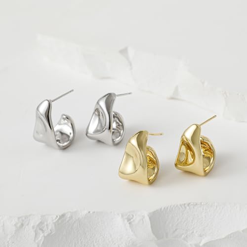 Image of SHERLOVE Chunky Knot Gold Earrings Women Statement Drop Dangle Earrings | 14K Gold Plated Hypoallergenic Lightweight,Trendy Dainty Elegant Cute,Women Gold Jewelry Fashion Accessories Gifts