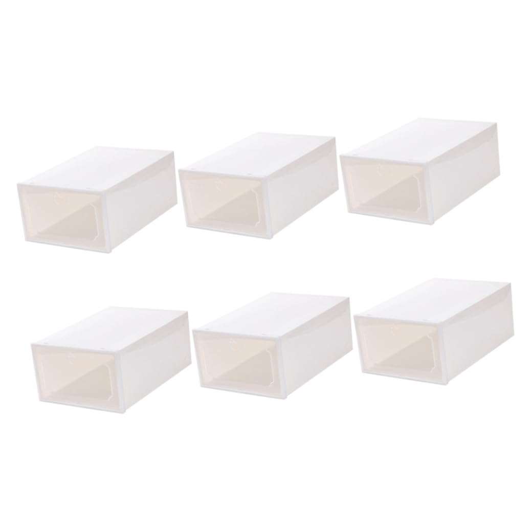 VANZACK Boîtes à Chaussures Grandes Transparentes en Plastique, Lot de 6, Organisateurs de Rangement Empilables, Protection la Poussière, Adaptées pour Femmes et Maison