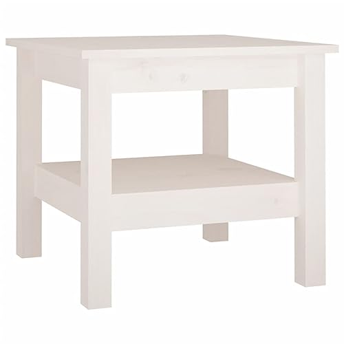 vidaXL Table Basse Table d'Appoint Rangement Table Centrale Bout de Canapé Salon Salle de Séjour Intérieur Blanc 45x45x40 cm Bois Massif de Pin