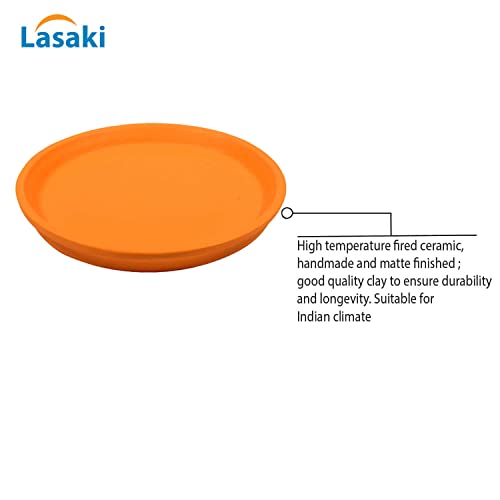 Image of Lasaki Round Ceramic Trays (Plates Saucers) for Pots, planters, Flower, Succulent(Set of 2,Lily,4 inch) R4(Plants not Included)