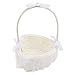 Amosfun Flower Girl Baskets for Weddings Heart Shaped White Lace Flower Basket Weddings Decoration Weddings Supplies