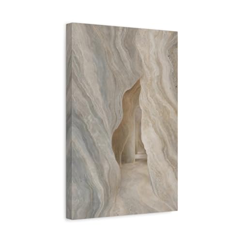 Toile de grotte en pierre naturelle beige pour habiller un mur vide au-dessus du lit